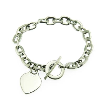 China Trendy Punk Vintage Stainless Steel Bracelet For Men Personality Metal Heart OT Lock Charms Bracelets Shape Jewelry Chains Bracelet for sale