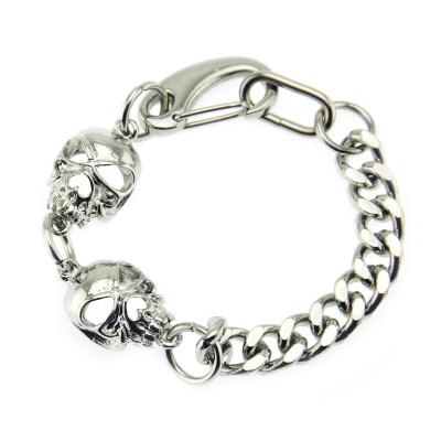 China Europe and America vintage metal Cuban Link bracelet stainless steel punk three-dimensional skeleton charms bracelets for men for sale