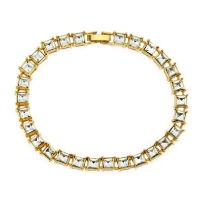 China Amazon Chain Bracelets Hip Hop Crystal Bracelet Square Crystal Men Single Layer Personality Punk Gold Bracelet for sale