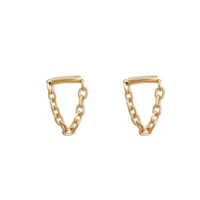 China Amazon FASHION Hot Selling Western Exaggerated Hip Hop Gold Chain Vintage Metal Geometric Stud Earring Personalized For Women for sale