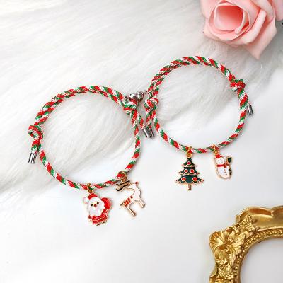 China Amazon Best Selling Cute Christmas Charms Bracelets Accessories Attraction Heart Magnet Friendship Bracelet Jewelry Couples Mutual Gifts for sale