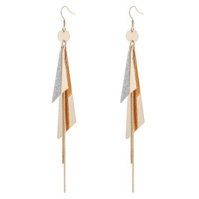 China Trendy fashion jewelry exaggerated long tassel punk factory geometric earrings for european girls party 2021 for sale