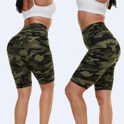 China Breathable Biker Shorts Camouflage Style Army Green Shorts Cycling Workout Fitness Biker Shorts for sale