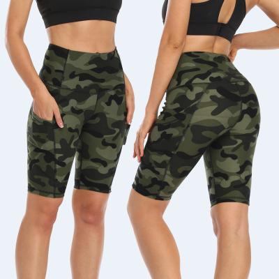 China Breathable Yoga Shorts Camouflage Style Army Green Shorts Yoga Workout Fitness Spandex Yoga Shorts for sale