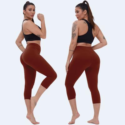 China Breathable Rust Red Spandex Capris Womens Gaiters Custom Workout Fitness Women Gaiters for sale