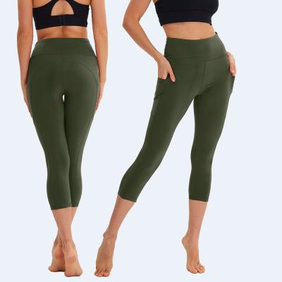 China Home Sports Breathable Green Yoga Women Workout Fitness Leggings Pants Gym Yoga Capris Capris for sale