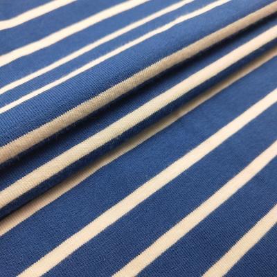 Κίνα Sustainable Yarn Dyed 95% Rayon 5% Spandex Stripe Single Jersey Knit Fabric For T Shirt προς πώληση