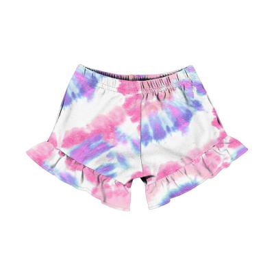 China Breathable Tie Dye Design Baby Shorts Sassy Kids Knitted Bloomer With Ruffle Baby Tutu Wholesale Cute Bloomers for sale