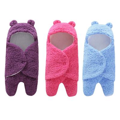 China In-stock 4 Colors Warm Blankets For Winter Baby Whole Colorful Blankets For Newborns Cute Fleece Baby Wraps Blanket Hot Sale for sale