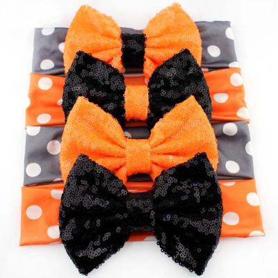 China Popular Cute Cloth In-stock All Hallows Day Knot Headband Kids Hair Accessories Bowknot Baby Hair Accessories Headbands for sale