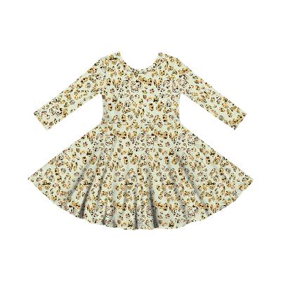 China Regular O-Neck Kids Dresses for Girls Leopard Print Formal Dress Wholesale Milk Silk Girls Party Dress Long Sleeve for sale