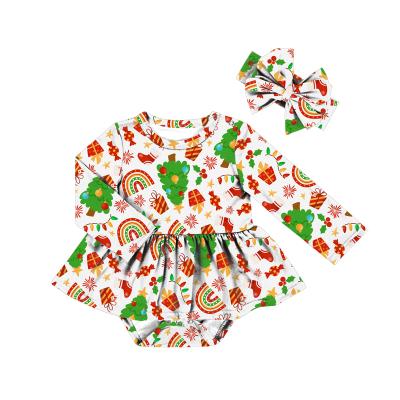 China Spandex/Bamboo Fiber LT-339-YXL New Arrive Christmas Baby 230gsm Bamboo Baby Clothes Baby Rompers Custom Printed for sale