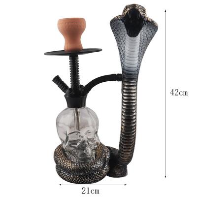 China Unique with snake light glass shisha hookah led sheesha nargile whistles skull-shape glass hookahs for sale