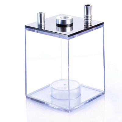 China New Design Handmade Square Acrylic Light Hookahs Transparent Shisha Set for sale