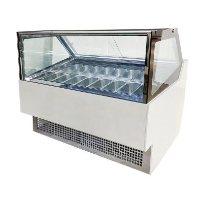 China Single-Temperature 18 Dishes 304 Pan Sliding Door Italy Gelato Vertical Glass Hard Ice Cream Freezer for sale