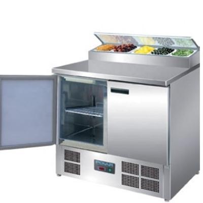 China Commercial Single-Temperature Pizza Prep Counter Fridge Stainless Steel Table Top Salad Fridge with CE for sale