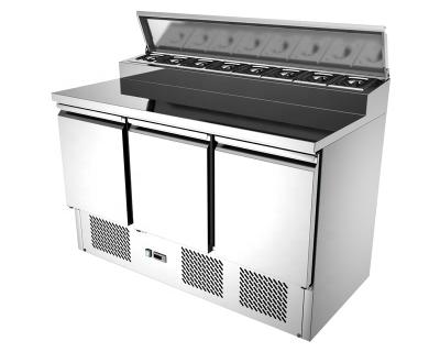 China Single-temperature Commercial Stainless Steel Salad Bar Restaurant Fridge Table Pizza Fridge for sale