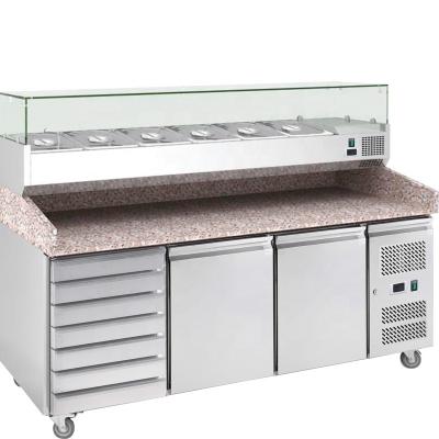 China Single-temperature display commercial refrigerator workbench refrigerator/stainless steel counter pizza display pizza prep table for sale