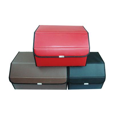 China Convenient Waterproof Car Storage Box High Capacity Car Boot Leather Storage Box for sale