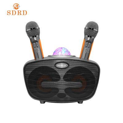 China AirPlay SDRD Sd315 Led Light Adult Home Ktv Portable Perfect Effect Karaoke Family Ktv Bt Speaker With Two Microphone for sale