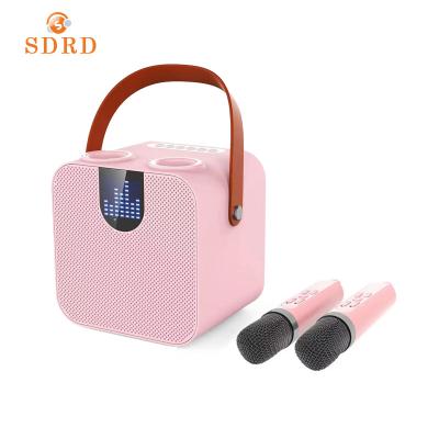 China AirPlay SP200 Pink Color Portable Karaoke Machine Speaker System Rechargeable With 2 Wireless Microphone for sale