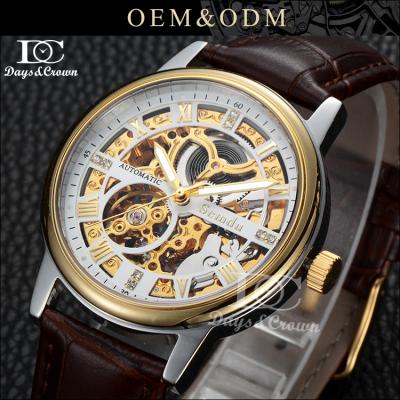 China DIVER Small MOQ OEM Brand Your Logo Mens Skeleton Automatic Mechanical Skeleton Watch Mens Transparent Back Watch for sale