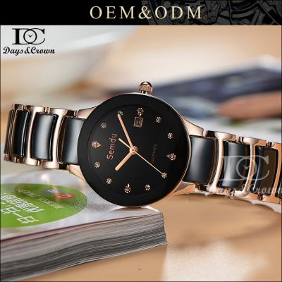 China Auto Date Ready To Ship Make Your Own Logo Original Brand Custom Woman Ceramic Wristwatch for sale