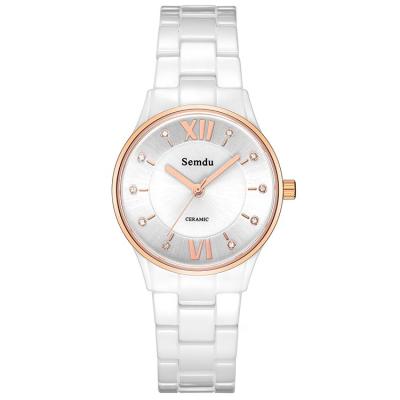 China Day/Date Ready To Ship No MOQ 3 ATM Water Resistant Woman Japan Quartz Ceramic Watch for sale