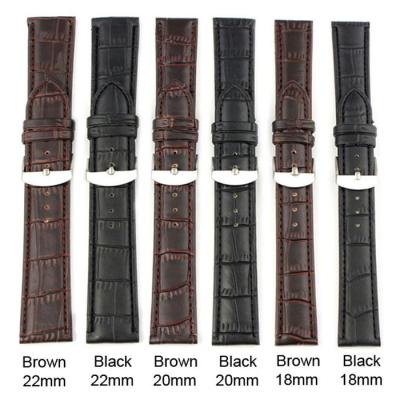 China Wholesale Eco-Friendly Brown Genuine Calfskin Pin Buckle Pin Leather Watch Strap 12mm 14mm 16mm 18mm 20mm 22mm for sale