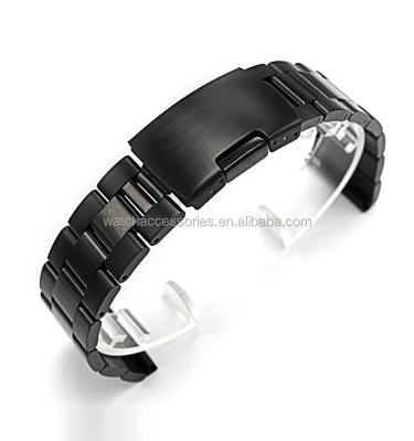 China Wholesale Eco-friendly 18mm 20mm 22mm 24mm 26mm 28mm 30mm PVD Black End Flat Stainless Steel Watch Band Strap for sale