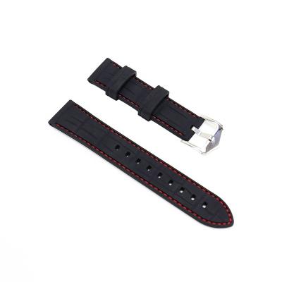 China Eco-friendly Ready To Ship 18mm 20mm Black Silicone Soft Strap 22mm With Orange Dot Fit For Dive Watch for sale