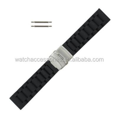 China Wholesale Black Eco-friendly Silicone Rubber Watch Strap for sale