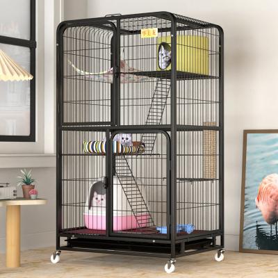 China Breathable Steel Wire Pet Cat Carrier Indoor Stainless Large Cats For Pet Cage Outdoor Metal Cat Cage 3 Layers for sale