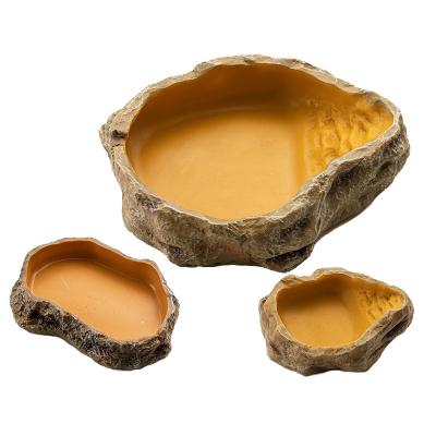 China Sustainable Resin Tree Reptile Tree Stump Food Bowl Feeding Dish Pet Supplies Bowls for sale