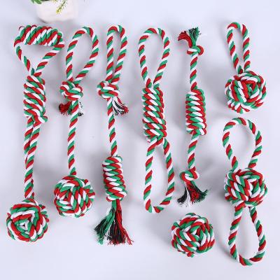 China Viable Christmas Stocking 10pcs Cotton Rope Ball Pet Toys Dog Set Other Pet Products Chew Dog Toys for sale