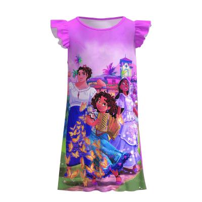 China Wholesale Polyester Kids Encanto Robe Fashion Baby Girls Short Sleeve Cartoon Encanto Printed Robe Girls Milk Silk Pajamas Robes for sale