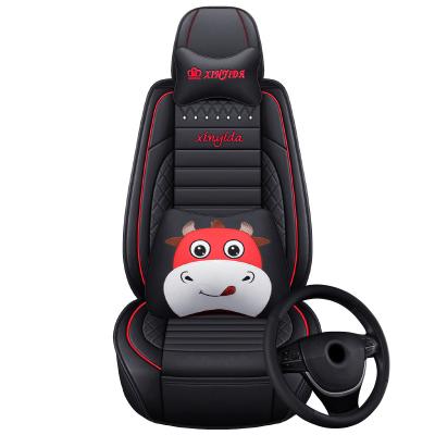 China New Design Selling Costom Logo Breathable Luxury Warm PU Leather Sports Universal Car Seat Cover Full Set With Size for sale