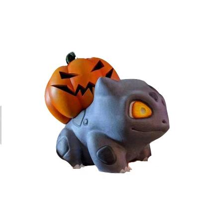 China Wonderful Japan Cartoon Pocket Monster Frog Seed Sculpture Halloween Pumpkin Garden Light Garden Ornaments Resin Crafts for sale