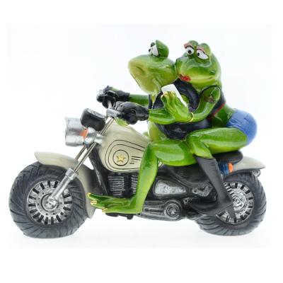 China Frog Motorcycles China Decoration Sculpture Resin Animal Crafts In Bedroom Creative Home Decor for sale