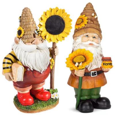 China Europe Amazon Hit Gnomes Sunflowers Figurines Resin Crafts Autumn Garden Ornaments Outdoor Decoration for sale