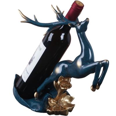 China New Type Sculpture Decoration Deer Wine Rack Europe Resin Crafts Home Decoration for sale