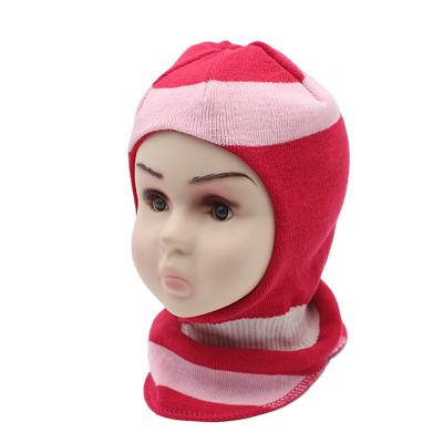 China Fashion 2 Holes Striped Mask Winter Hats Balaclava Acrylic Knitted Children Halfed Ski Mask Balaclava for sale