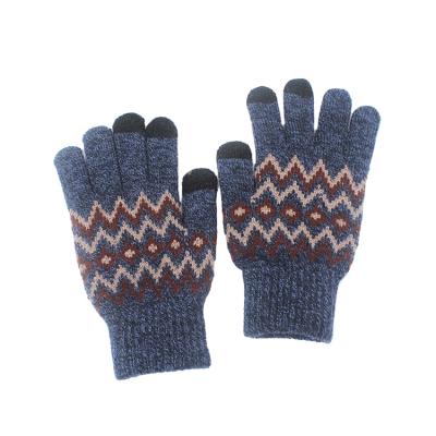 China Promotional Customized Magic Jacquard Winter Gloves Jacquard Acrylic Knitted Touch Screen Smart Gloves for sale