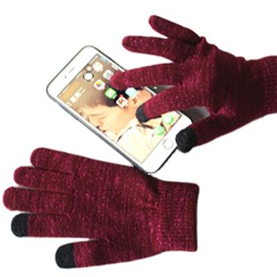 China New Design Jacquard Style Winter Outdoor Warm Solid Gloves Fashion Touch Screen Knitted Magic Gloves Smart Gloves for sale