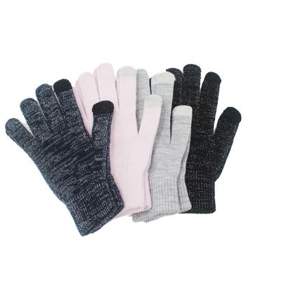 China Simple Cool Soft Acrylic Wool Polyester Knitted Adult Children Gloves Winter Touch Screen Elastic Magic Gloves for sale