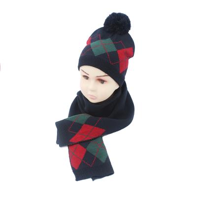 China Custom Winter Long Jacquard Knit Hat And Scarf Set Hat Scarf Gloves Set Hats Gloves Scarves for sale