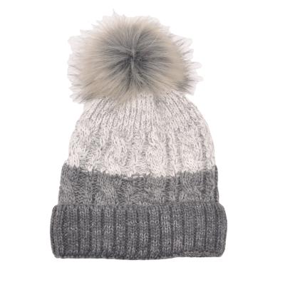 China COMMON high quality material knitted acrylic fiber wool ball knitted hat wholesale warm winter cap for kids for sale