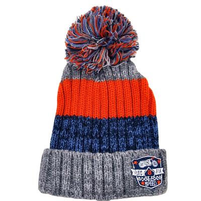 China Fashion Accessories Kids COMMON Customized Acrylic Pom Knitted Kids Beanie Winter Hats for sale