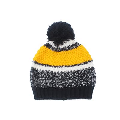 China Imitate Fashion Accessories Jacquard Animal High Quality Custom Hat With Pompom Knitted Beanie Kids Winter Hats For Children for sale