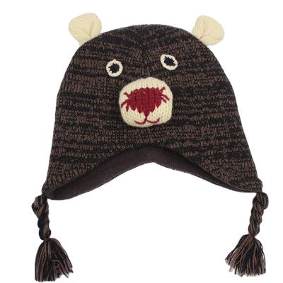 China Imitate Animal Winter Hats Knitted Baby Cute Faces Imitate Animal Earflap Hat Kids Beanies For Kids With 3D Winter Animals for sale